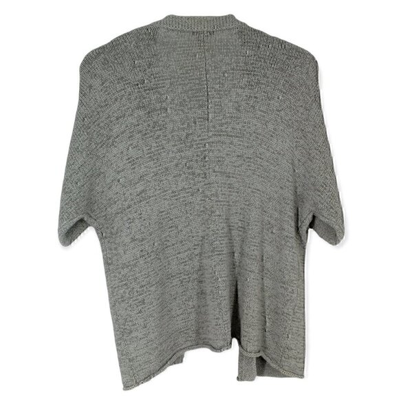 White + Warren Gray Open Front Crochet Knit Cardigan Cotton Blend Large - Picture 3 of 3